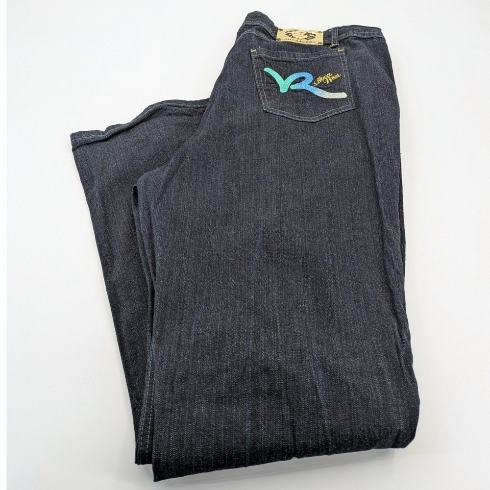 VTG Y2K Rocawear Jeans Womens Size 24 Dark‎ Wash Denim Straight Leg Streetwear